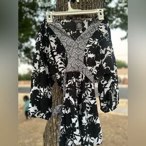 George Black and White Floral Top